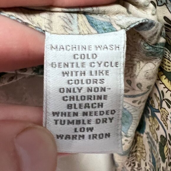 Old Navy Paisley Button Front Shirt Long Sleeve Blue Green Small - Picture 3 of 9